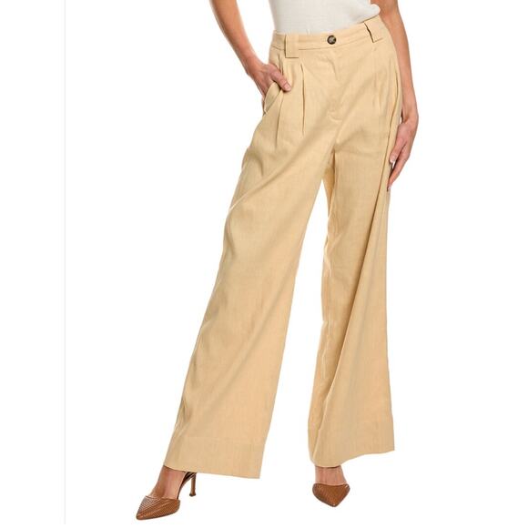 A.L.C. Tommy Linen Blend Wide Leg Pants Sand 10 - Picture 1 of 8